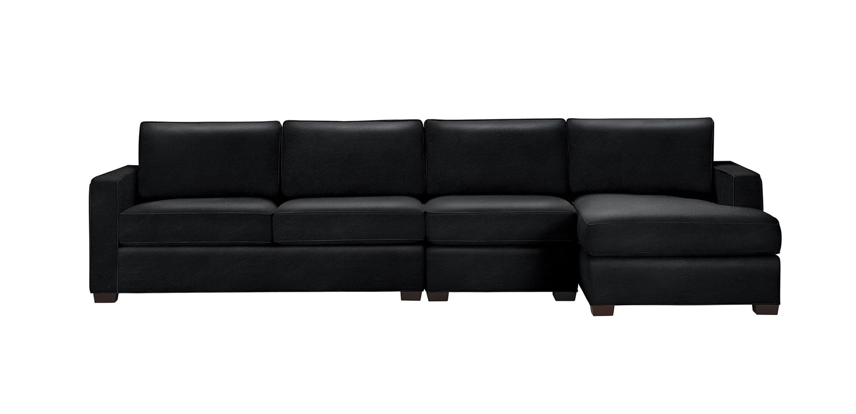 Spencer Track Arm Leather Three Piece Sectional with Chaise