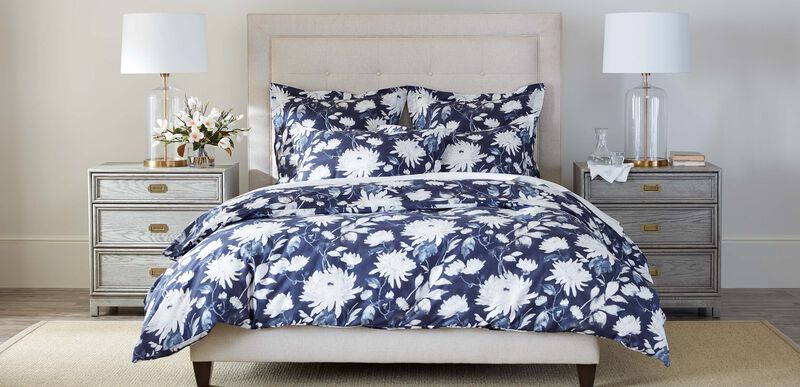 Tamra Blue And White Floral Duvet Cover And Shams Ethan Allen