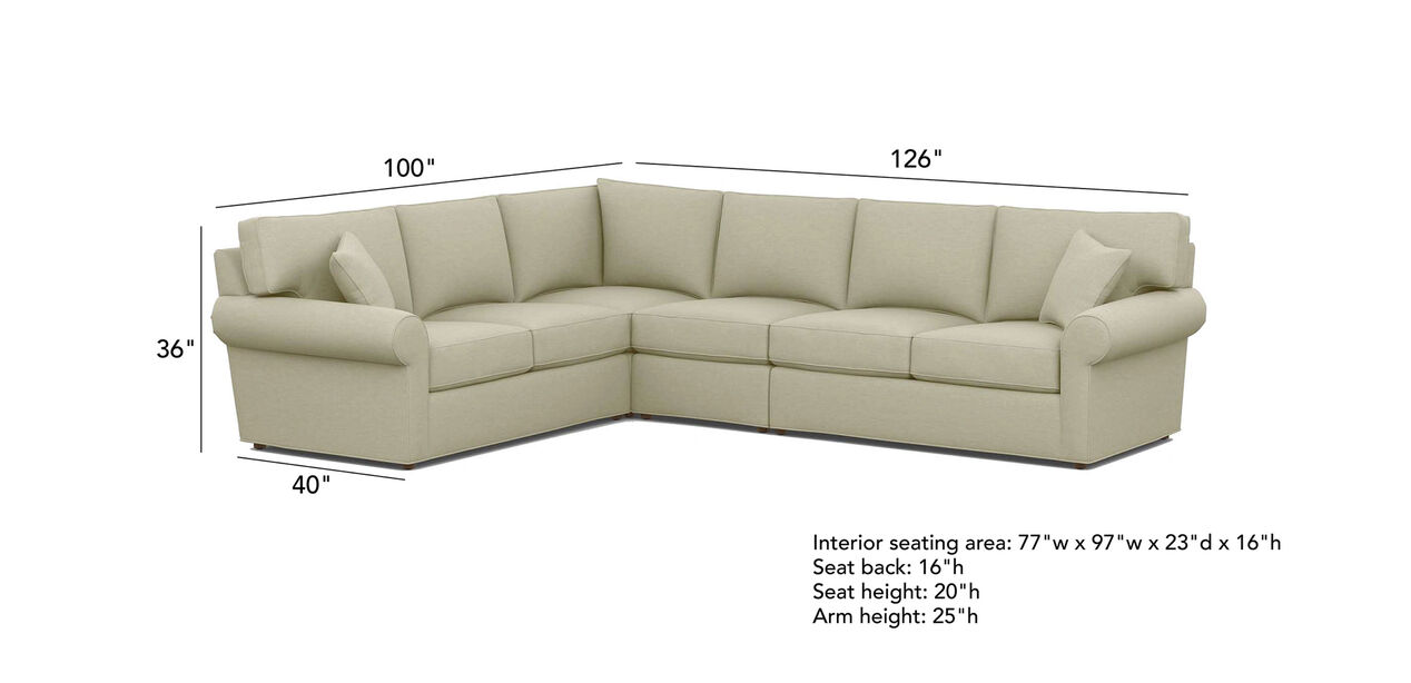 Retreat Roll-Arm Four Piece Sectional, Quick Ship | Sectionals | Ethan ...