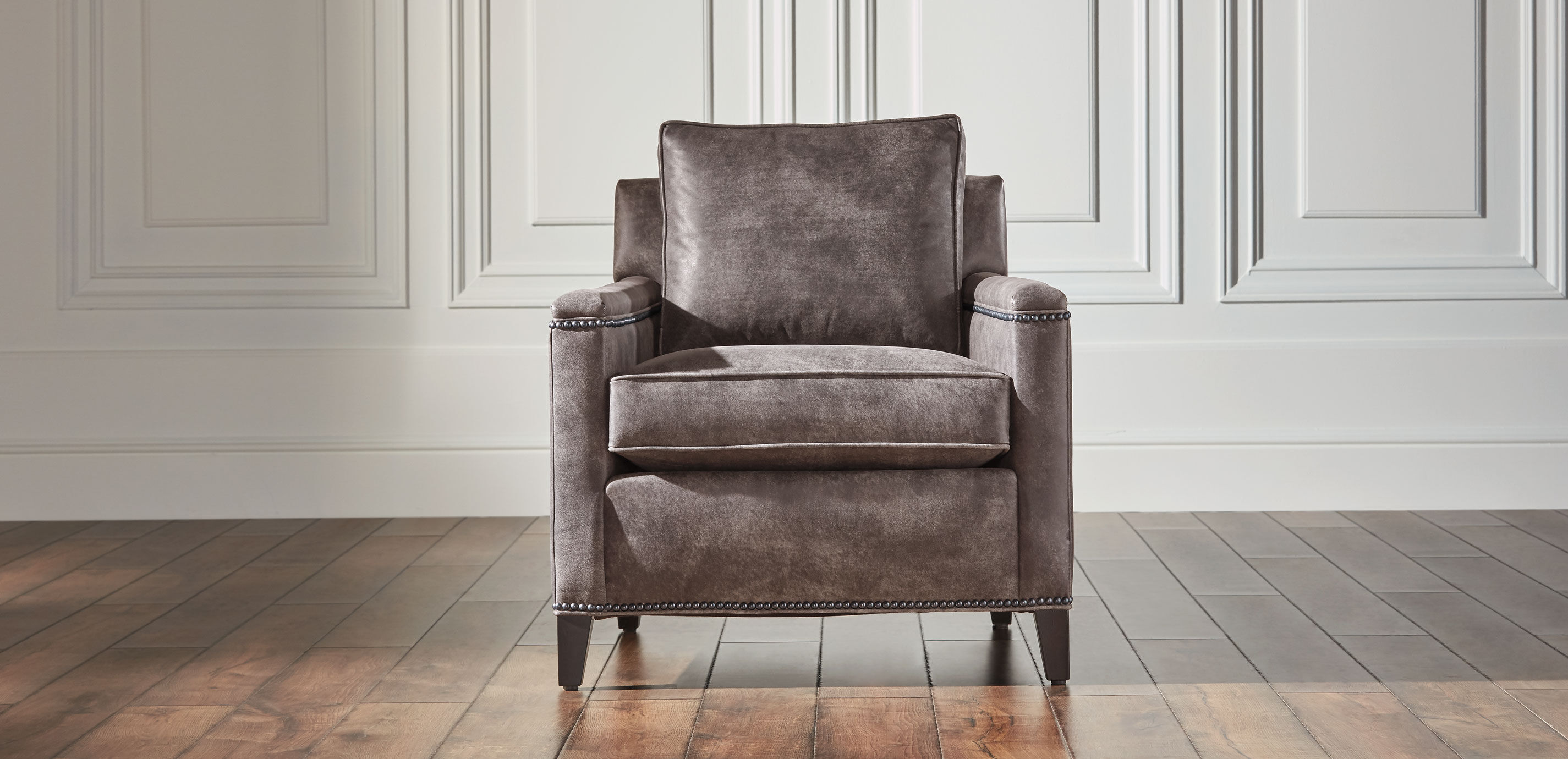 grey leather club chair