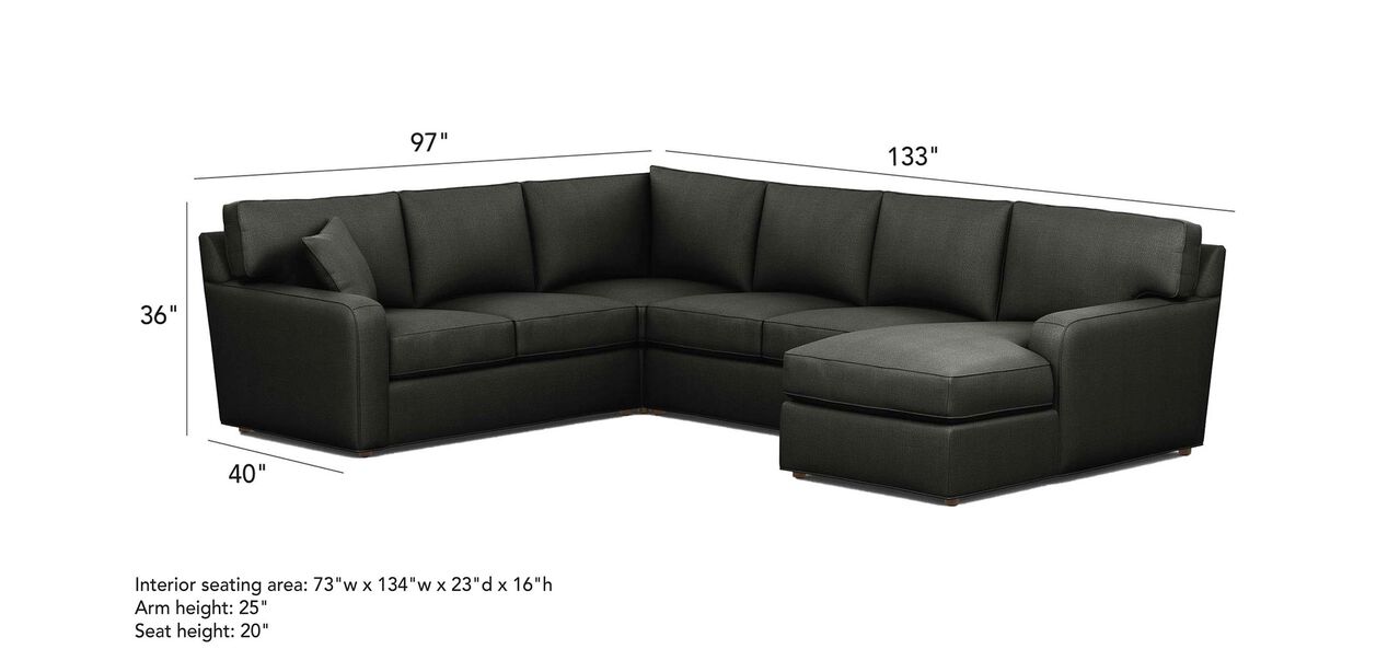 Retreat Track-Arm Four-Piece Sectional With Chaise | Ethan Allen