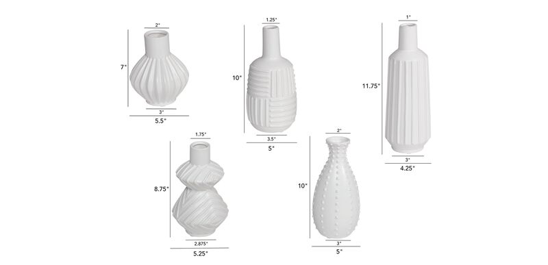 Bailey Ceramic Vases | Ceramic White Vase Set | Ethan Allen