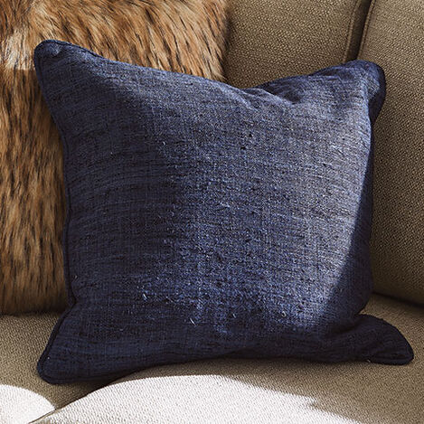 Toffee Navy Silk Cushion with Filler