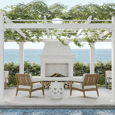 furniture under a pergola