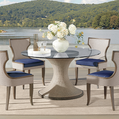modern woven outdoor dining