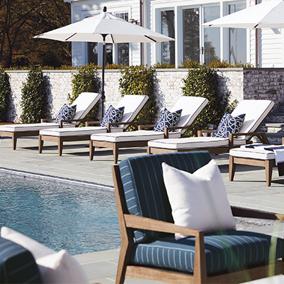 lounge chairs by the pool