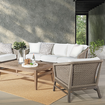 furniture in an enclosed patio space