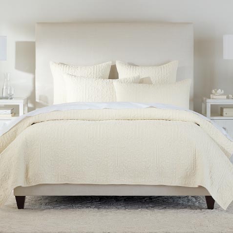 Garment-Dyed Velvet Quilted Coverlet and Shams Set, Ivory Product Thumbnail Garment-Dyed Velvet Quilted Coverlet and Shams Set, Ivory Product Thumbnail