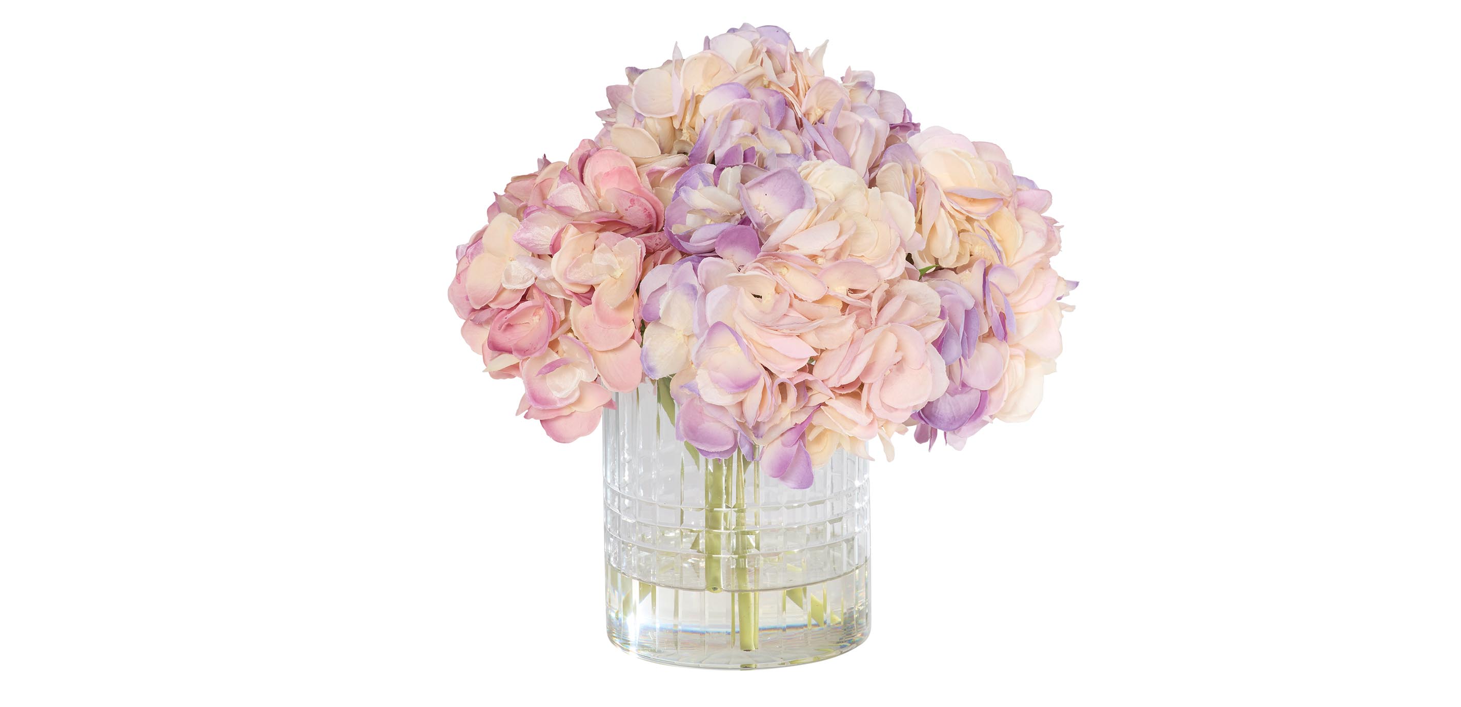 Faux Hydrangea Bouquet in Cut-Glass Vase | Ethan Allen