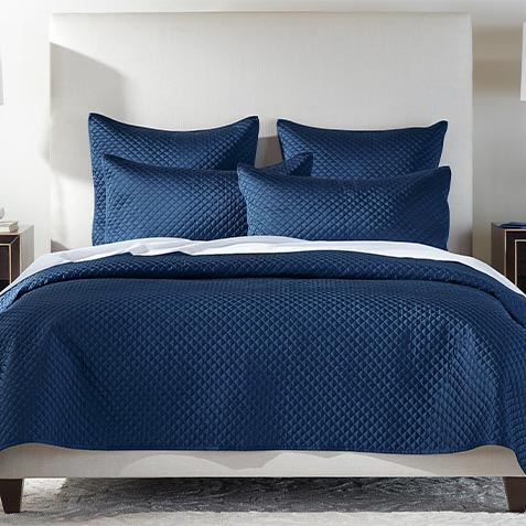 Salena Quilted Coverlet ad Shams Set, Navy Product Thumbnail