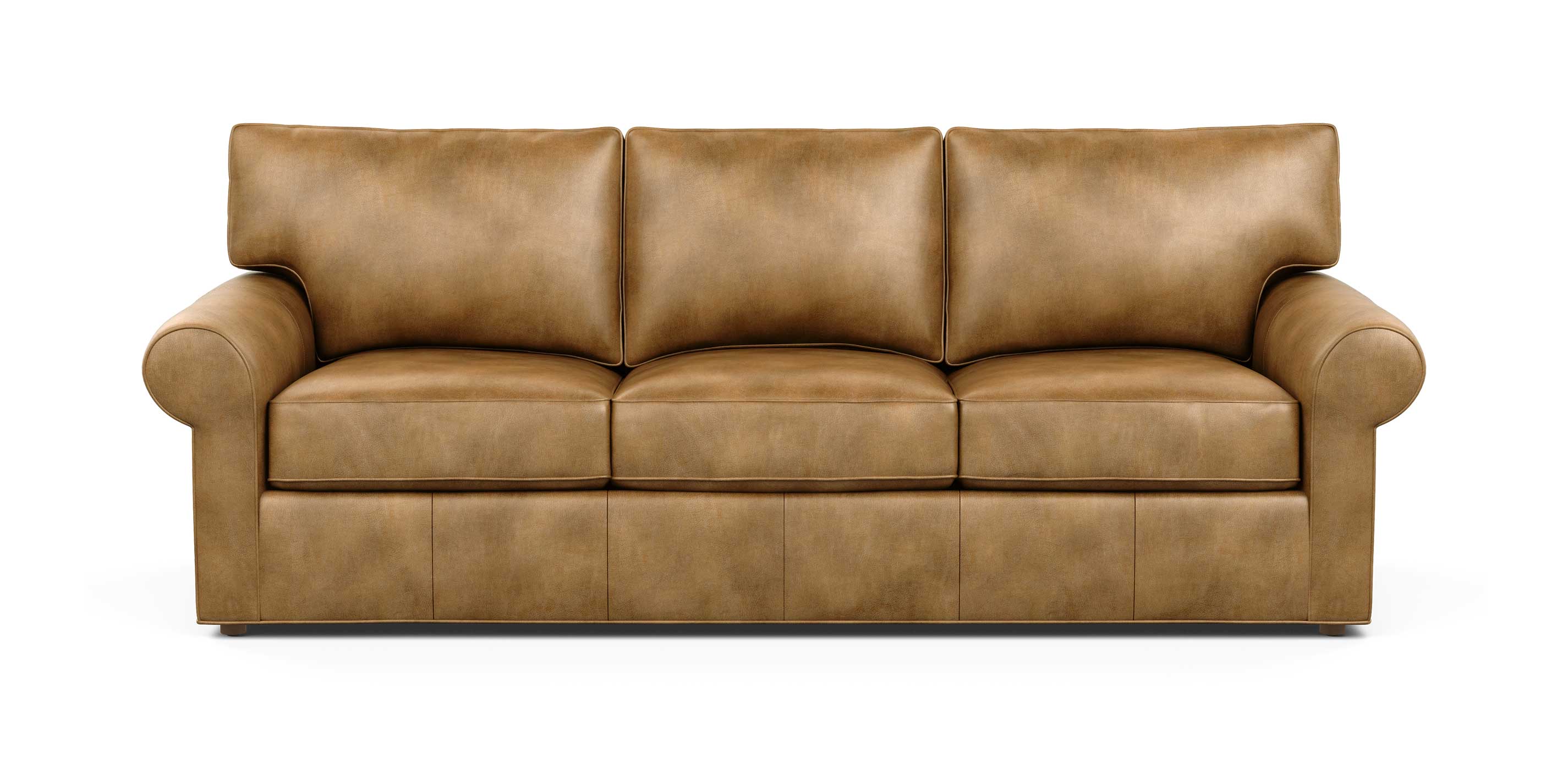 76 rolled arm leather sofa