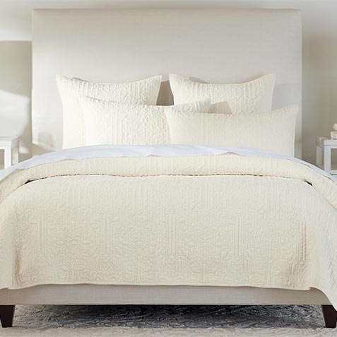 Garment-Dyed Velvet Quilted Coverlet and Shams Set, Ivory Product Thumbnail