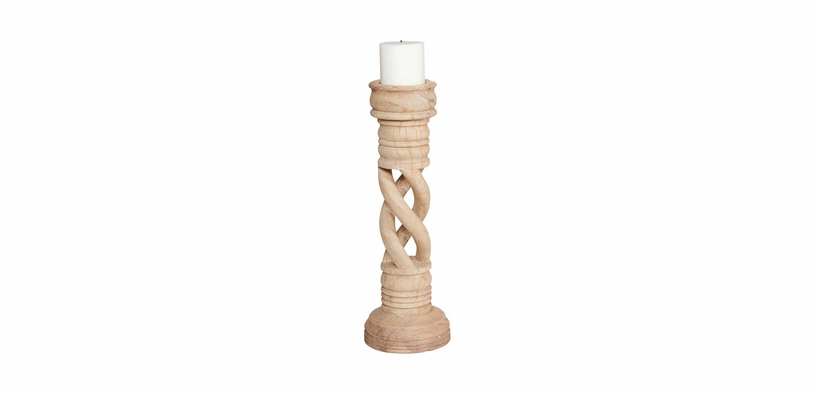 Spiral Spiraled Wood Candlestick | Candleholder | Ethan Allen